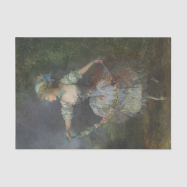 Papier Mousseline Une fille dansant avec une terre de fleurs de Scha (Recto)