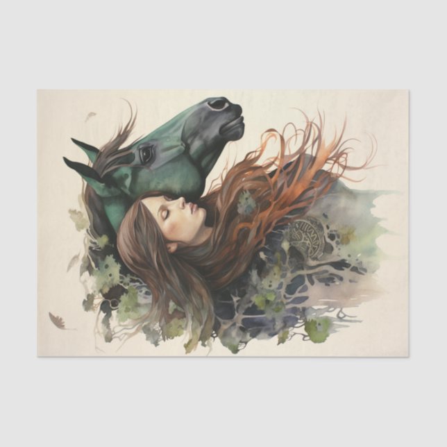 Papier Mousseline Une fille et son cheval (Recto)