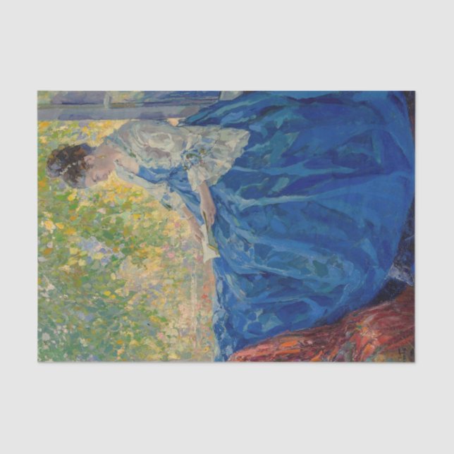 Papier Mousseline Une jeune femme qui lit à la fenêtre (Recto)