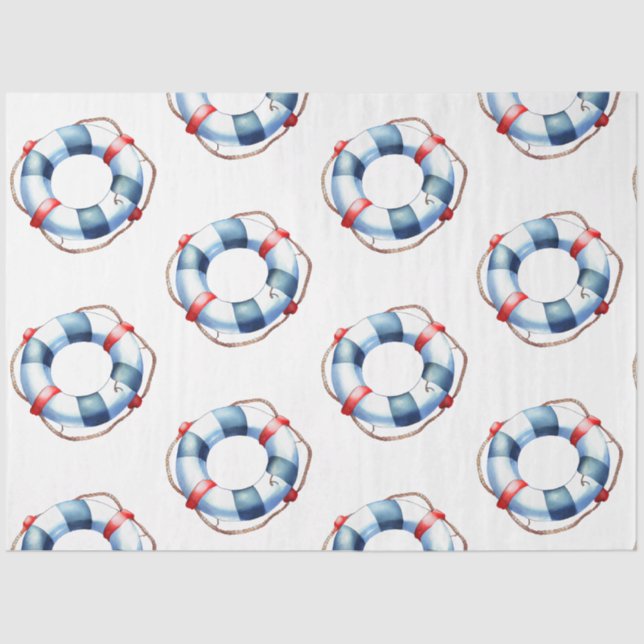 Papier Mousseline Une jolie série bleue Nautique Design 5 (Recto)