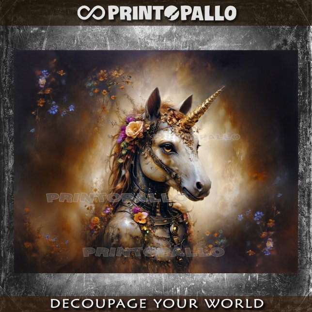 Papier Mousseline Une licorne guerrière bébé avec des fleurs (Créateur téléchargé)