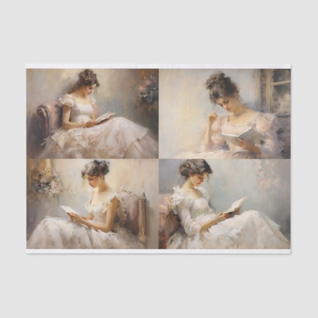 Papier Mousseline Une liseuse Collage 1 papier décolpage (Recto)