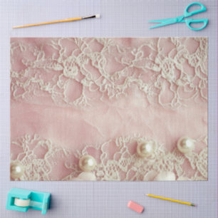Papier Mousseline Une perle rose et dentelle Série Design #9