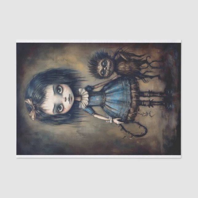 Papier Mousseline Une petite fille déplaisante qui marche son monstr (Recto)