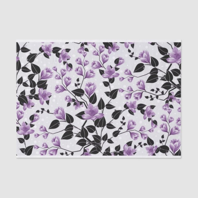 Papier Mousseline Une profusion de Fleurs Lilac Delicates (Recto)