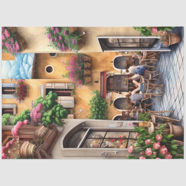 Papier Mousseline Une scène de rue italienne Ephemera Design Series  (Recto)