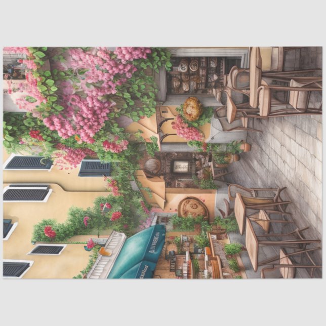 Papier Mousseline Une scène de rue italienne Ephemera Design Series  (Recto)