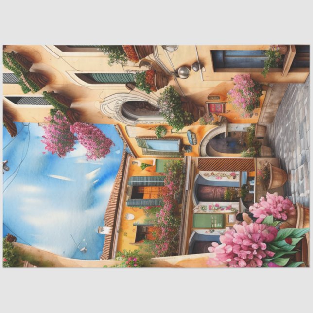 Papier Mousseline Une scène de rue italienne Ephemera Design Series  (Recto)