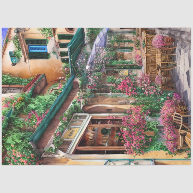 Papier Mousseline Une scène de rue italienne Ephemera Design Series  (Recto)