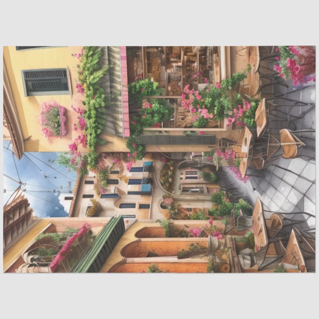 Papier Mousseline Une scène de rue italienne Série de conception d'é (Recto)