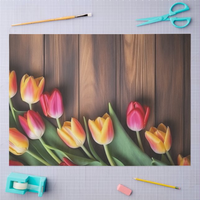 Papier Mousseline Une série bois et tulipe Design #7 (Artisanat)