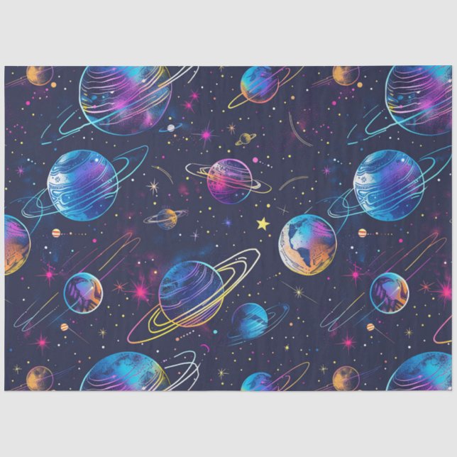 Papier Mousseline Une série Cosmos Néon Design 9 (Recto)
