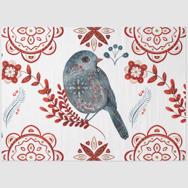 Papier Mousseline Une série de carreaux nordiques de Noël 17 (Recto)