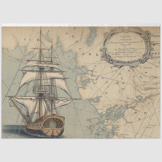 Papier Mousseline Une série de cartes marines 9 (Recto)