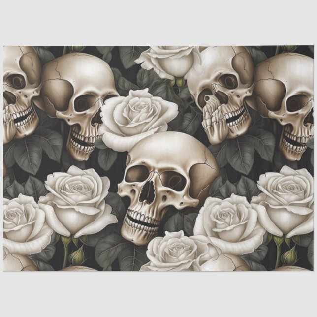 Papier Mousseline Une série de crânes et de roses Design 3 (Recto)