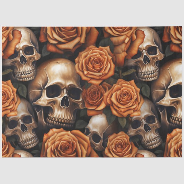 Papier Mousseline Une série de crânes et de roses Design 9 (Recto)