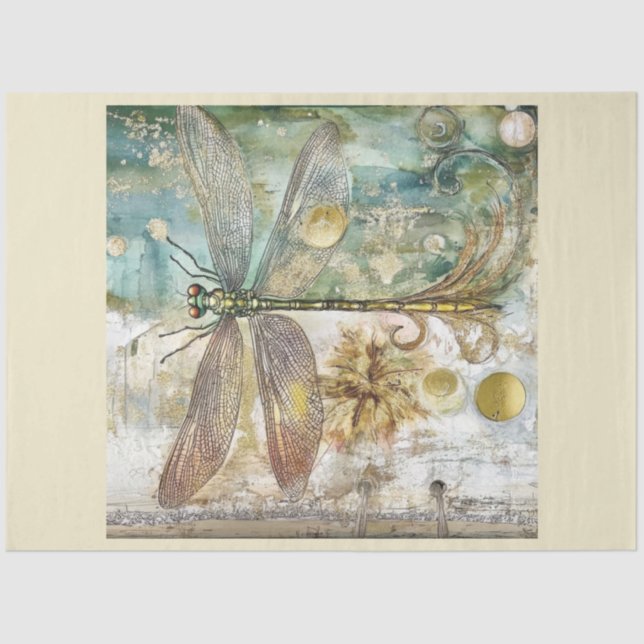 Papier Mousseline Une série de libellules artistiques Conception #15 (Recto)