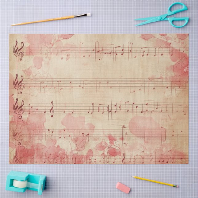 Papier Mousseline Une série de notes musicales aimantes Design #2 (Artisanat)