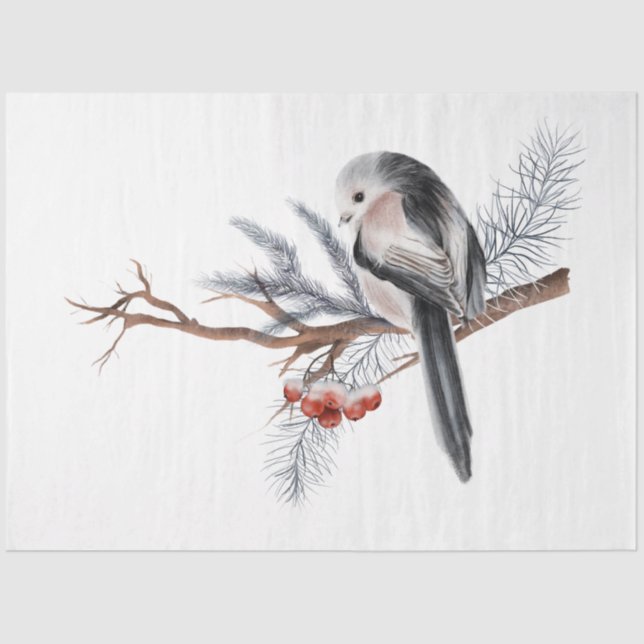 Papier Mousseline Une série d'oiseaux de Noël Design 1 (Recto)