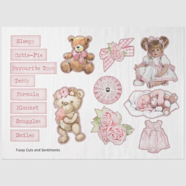 Papier Mousseline Une série Fille Bébé Design 7 (Recto)