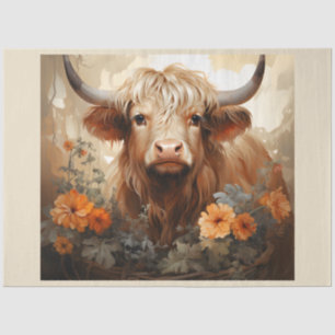 Papier Mousseline Une série Florale Highland Cow Design 2