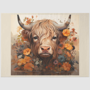 Papier Mousseline Une série Florale Highland Cow Design 3