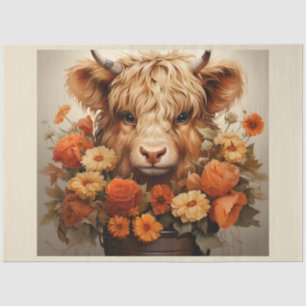 Papier Mousseline Une série Florale Highland Cow Design 5