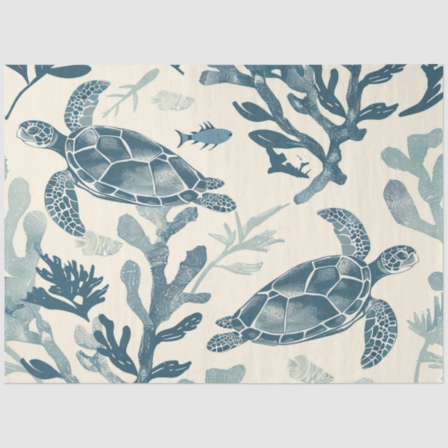 Papier Mousseline Une série Tortue de mer Design 4 (Recto)
