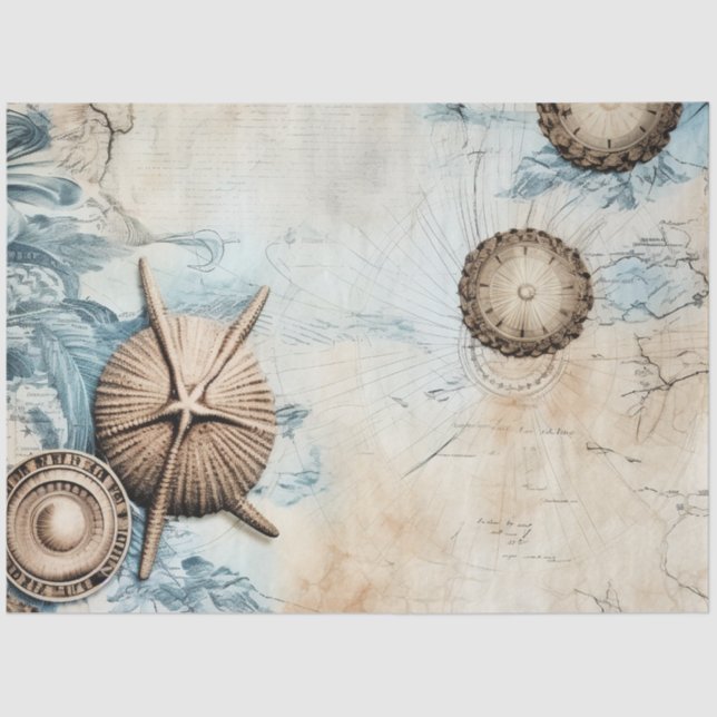 Papier Mousseline Une Shabby Chic Nautical Series Design 12 (Recto)