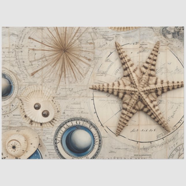 Papier Mousseline Une Shabby Chic Nautical Series Design 14 (Recto)