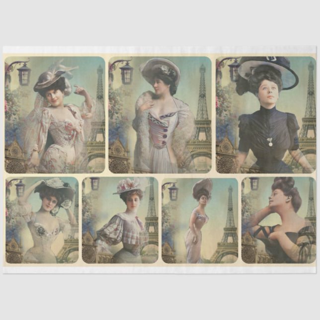 Papier Mousseline Une Shabby Chic Parisienne Série Design 1 Tissu (Recto)