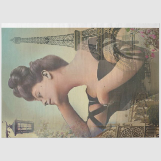 Papier Mousseline Une Shabby Chic Parisienne Série Design 6 Tissu (Recto)