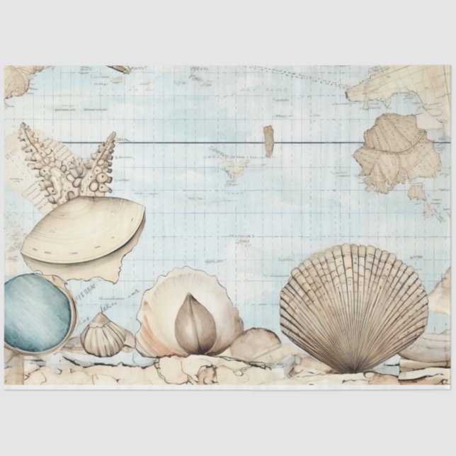 Papier Mousseline Une Shabby Chic Série Nautique Design 1 (Recto)
