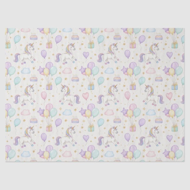 Papier Mousseline Unicorn Birthday Magic – Pastel Fantasy Celebratio (Recto)
