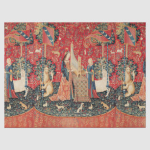 Papier Mousseline UNICORN, DAME JOUANT ORGE Rouge Floral