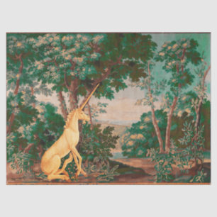 PAPIER MOUSSELINE UNICORN EN BOIS VERT PAYSAGE, ARBRES, VERDURE