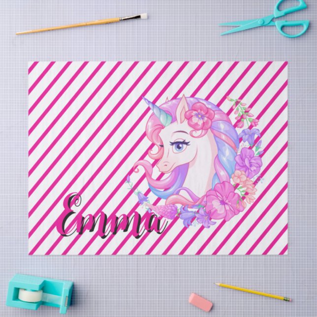 Papier Mousseline unicorn & personalize your name (Artisanat)
