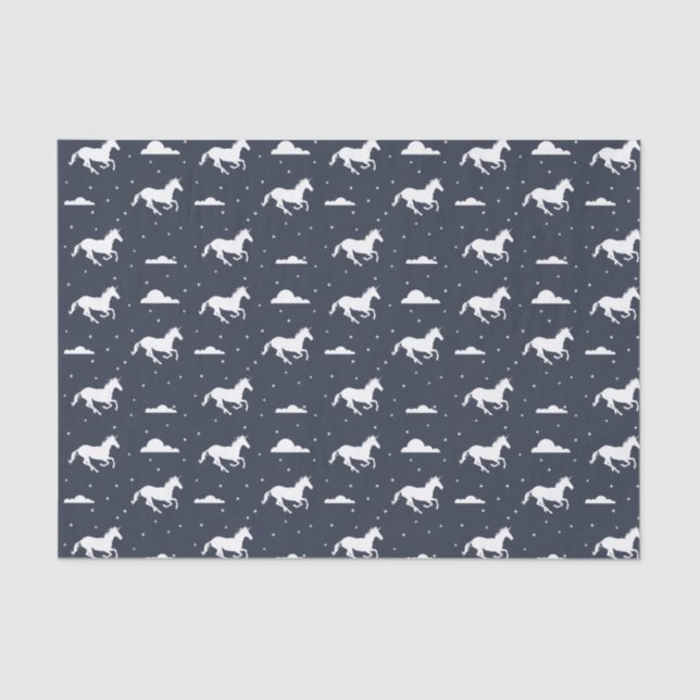 Papier Mousseline Unicorne Midnight Sky Motif Blue (Recto)