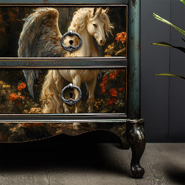 Papier Mousseline Unicorne Pegasus Woodland Floral Decoupage