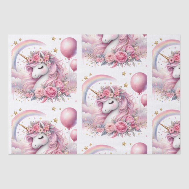 Papier Mousseline Unicorne rose (Recto)