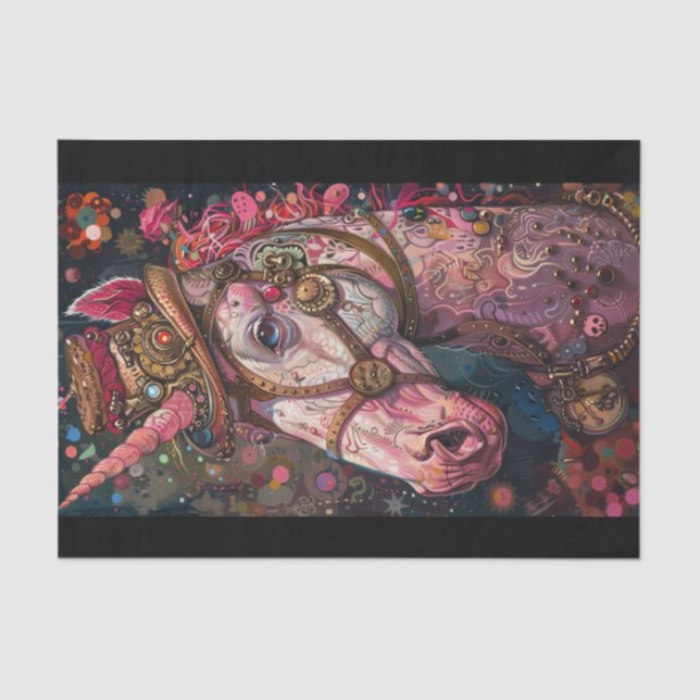 Papier Mousseline Unicorne Steampunk (Recto)