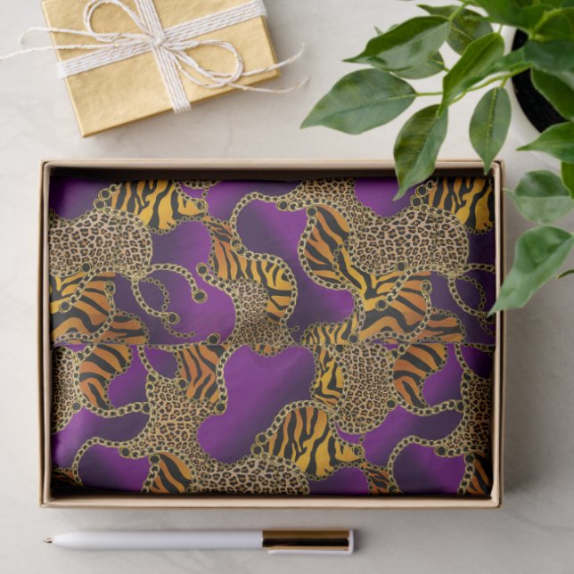 Papier Mousseline Urban Baroque Gold Chains Animal Print (Cadeau)