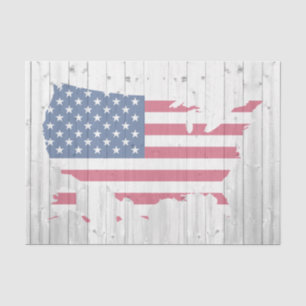 Papier Mousseline USA Flag Map Wood Decoupage Tissus Paper