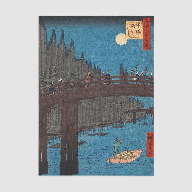 Papier Mousseline Utagawa Hiroshige - Kyoto Bridge by Moonlight (Créateur téléchargé)