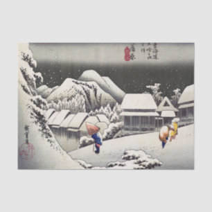 Papier Mousseline Utagawa Hiroshige - Neige du soir à Kanbara