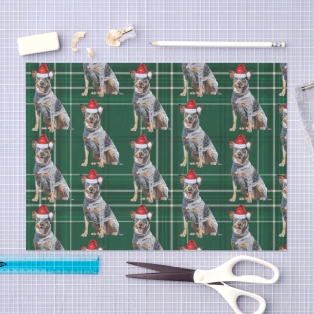 Papier Mousseline Vacances de Noël Green Australian Cattle Dog (Artisanat)