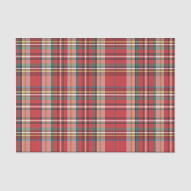 Papier Mousseline Vacances de Noël Plaid Rouge Check Rustique (Recto)