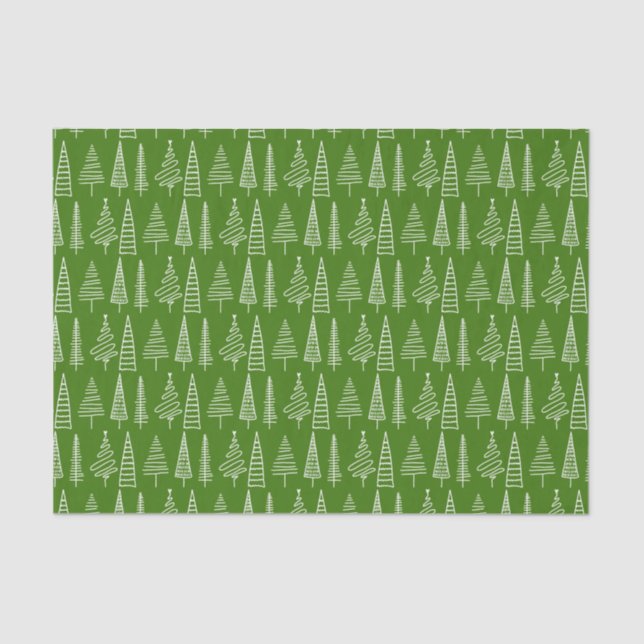 Papier Mousseline Vacances d'hiver Noël Tree Line Motif vert (Recto)