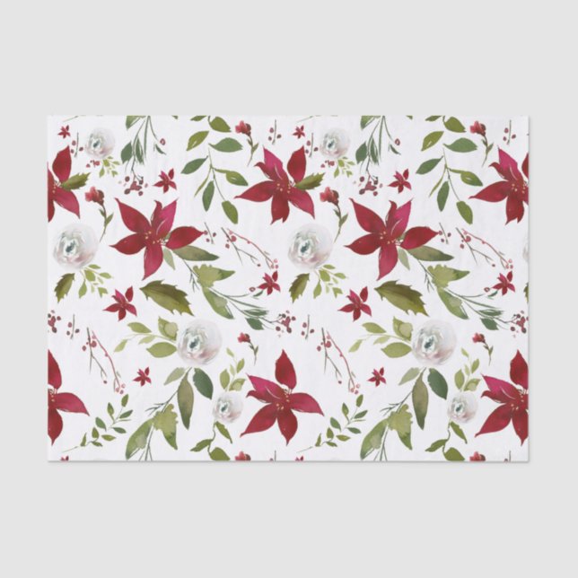 Papier Mousseline Vacances Poinsettia hiver (Recto)