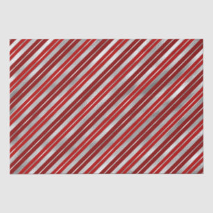 Papier Mousseline Vacances Silver Foil et Red Christmas Stripes